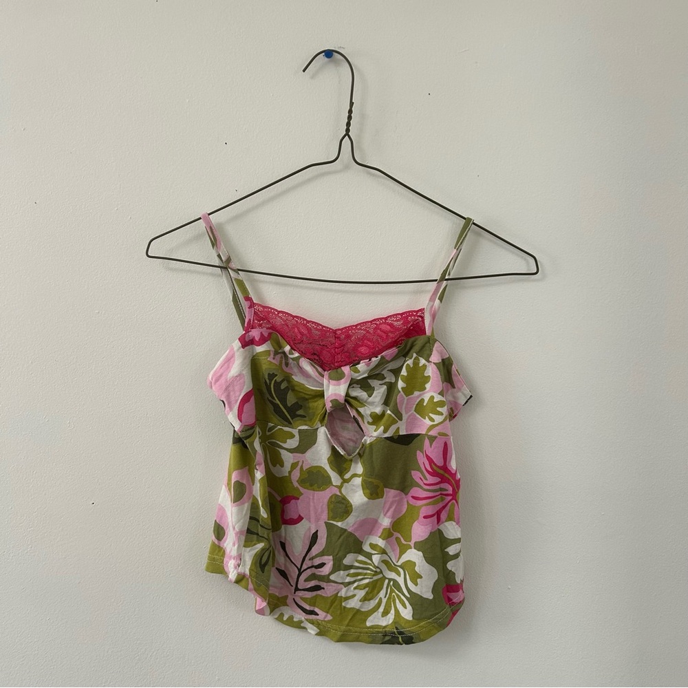 Floral Pink and Green Women's Top